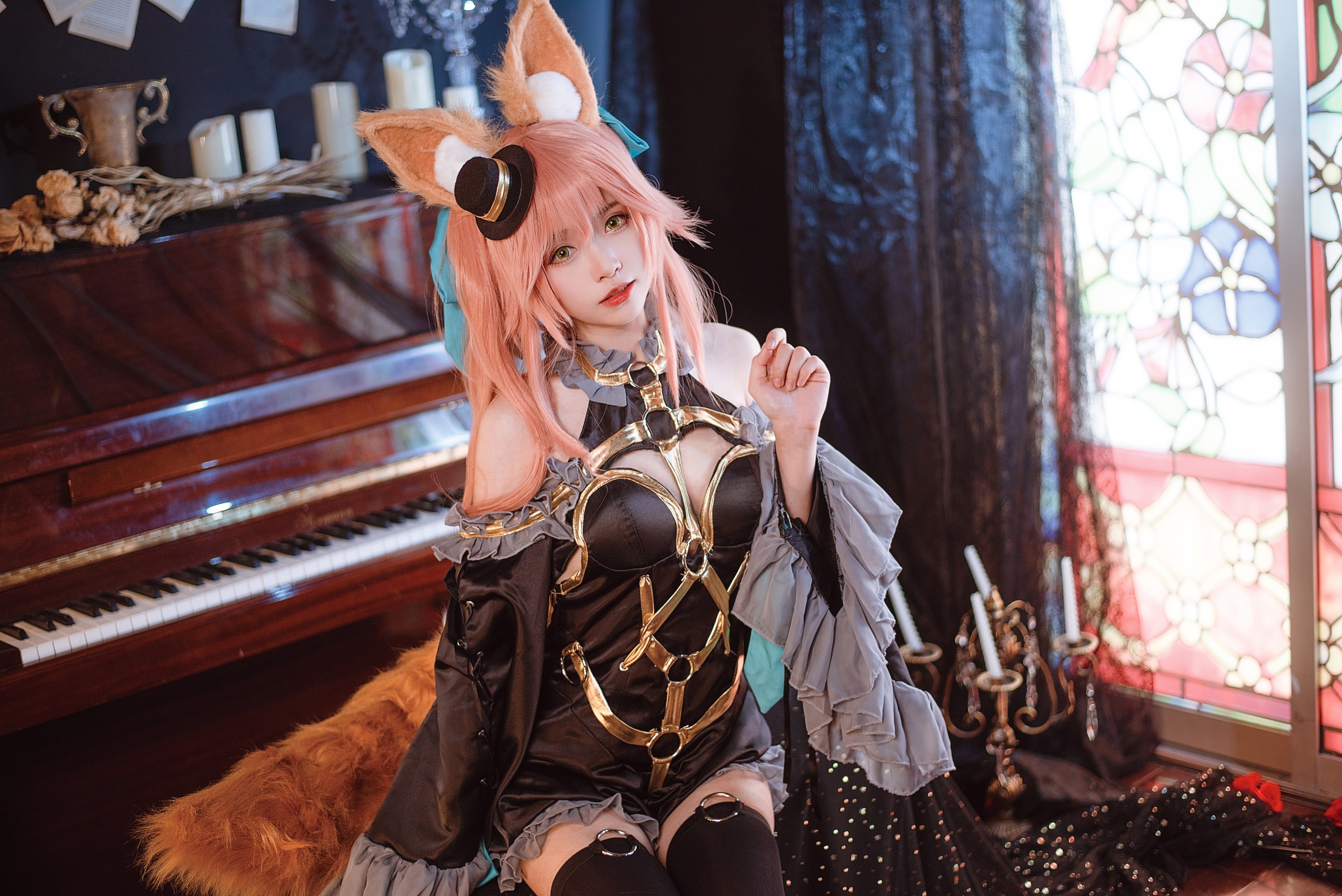 图片[1]-大大卷卷小卷 – NO.007 玉藻前 漆黑の魔术服 [12P]-XikXak